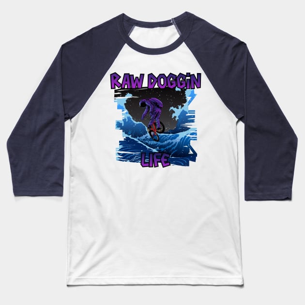 Raw Doggin Life, Moon Man Baseball T-Shirt by keshanDSTR